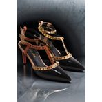 Kadın Elegant Ayakkabı Troklu İnce Topuklu Ayakkabı Stiletto Özel Tasarım Abiye Ayakkabı