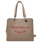Kadın Emporio Armani Yazı ve Logo Desenli Geniş Kısa ve Uzun Askı Bej Omuz Çantası Y3D158 YWS0E-F1075