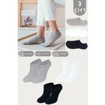 Kadın - Erkek Düz Desen (3 ÇİFT) Pamuklu Terletmez Yazlık Görünmez Çorap Seti