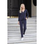 Kadın Esnek Modal Kumaş Yüksek Bel Cepli Bacak Kısmı Rahat Kesim Dar Paça Pantolon-Lacivert - XL