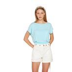 Kadın Eteği Lastikli Kısa Kol Geniş Yuvarlak Yaka Cepli Crop Bluz 3624140 Mint 36