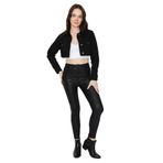 Kadın Etek Ucu Püsküllü Crop Denim Ceket Siyah 40