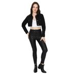 Kadın Etek Ucu Püsküllü Crop Denim Ceket Siyah 42