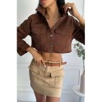 Kadın Etek Ucu Püsküllü Crop Denim Ceket