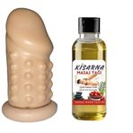 Kadın Etkilemeye Yardımcı Tırtıklı Uzatmalı Prezervatif 50 ml Çilekli Yağ Hediye