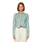Kadın Fashion Forward Akrilik Regular Kalıp Crop Boy Uzun Kol Hayvan Desenli Triko Kazak Kaliteli -Mint-L