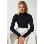 Kadın Feel Lux Touch Dik Yaka Siyah Uzun Kol Soft Bluz - XL