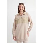 Kadın Fermuar Detaylı Çift Cepli Tunik – 10783TUN - DARK BEIGE
