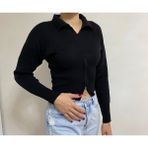 Kadın Fermuarlı Crop Kazak - Standart - 01-Siyah