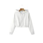 Kadın Fermuarlı Oversize Kapşonlu Crop Hırka