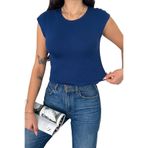 Kadın Fit Kolsuz Atlet – White Core, lacivert, l