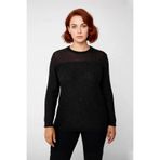 Kadın Fitilli Dokuma Fitted Kalıp Uzun Kol Bisiklet Yaka İnce Triko Kazak Modern Şıklık Sunar -Siyah-6XL