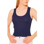 Kadın Fitilli Görünümlü Kalın Askılı Basic Atlet Body%90 Pamuk%10 Likra (lacivert, S)