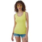 Kadın Fitilli Görünümlü Kalın Askılı Basic Atlet Body%90 Pamuk%10 Likra (SARI, S)