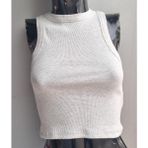 Kadın Fitilli Halter Yaka Crop Atlet - M - Gri