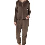 Kadın Fitilli Pijama Takımı Kahverengi
