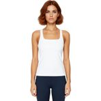 Kadın Fitted Dalgıç Kumaş Spor Üst Bluz Kare Yaka Kalın Askılı Örme Sporwear Koleksiyonu_Beyaz-XS