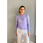 Kadın Fiyonk Desenli Triko Kazak 14662 - Lila
