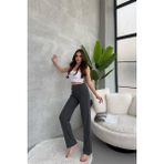 Kadın Füme Yüksek Bel Fitilli Bol Paça Günlük Ince Eşofman Altı Pijama