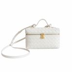 Kadın Gerçek Deri Dokuma Crossbody Çanta - Ayarlanabilir Kayış Altın Tonlu Fermuar - Kadın Kahverengi Hafif Omuz Çantası, beyaz, One Size