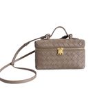 Kadın Gerçek Deri Dokuma Crossbody Çanta - Ayarlanabilir Kayış Altın Tonlu Fermuar - Kadın Kahverengi Hafif Omuz Çantası, kahverengi, One Size