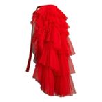 Kadın Geri Tül Tutu Overskirt Ruffles Mesh Katmanlı Yüksek Bel Bağlamalı Kemer Telaş Etek Düğün Parti Kokteyl için, kırmızı, L