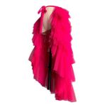Kadın Geri Tül Tutu Overskirt Ruffles Mesh Katmanlı Yüksek Bel Bağlamalı Kemer Telaş Etek Düğün Parti Kokteyl için, pembe kırmızı, XL