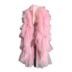 Kadın Geri Tül Tutu Overskirt Ruffles Mesh Katmanlı Yüksek Bel Bağlamalı Kemer Telaş Etek Düğün Parti Kokteyl için, pinguin gri, S