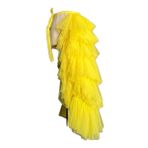 Kadın Geri Tül Tutu Overskirt Ruffles Mesh Katmanlı Yüksek Bel Bağlamalı Kemer Telaş Etek Düğün Parti Kokteyl için, Yellow, L