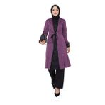 Kadın Giyim Abiye Moda Tunik Pantolon Ikili Tesettür Takım 2702 lila-siyah 48