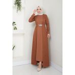 Kadın Giyim Moda Tesettür Elbise 2644 - 38 - Taba