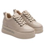 Kadın Gizli Topuklu Sneaker 8 cm Boy Uzatan Ortopedik Spor Ayakkabı Topuk Dikeni Destekli Rahat Günlük Platform Sneaker (Bej, EU Ayakkabı Beden Sistemi, Yetişkin, Kadın, Sayısal, Orta, 38)