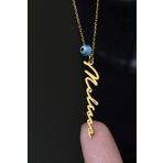 Kadın Gold Kaplama Gözlü İsimli 925 Ayar Gümüş Kolye
