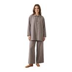 Kadın Gömlek Yaka Fermuarlı Tunik Pantolon Takım – 14446TKS - MINK