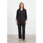 Kadın Gömlek Yaka Garni Detaylı Tunik Pantolon Takım – 14464TKS - BLACK