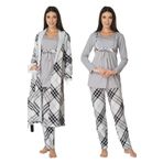 Kadın Gri Hamile Lohusa Pijama Takım Sabahlık 8084, 2XL, 8084G-89D0018311615