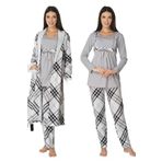 Kadın Gri Hamile Lohusa Pijama Takım Sabahlık 8084, XL, 8084G-89D0018311642