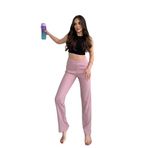Kadın Gül Kurusu Yüksek Bel Fitilli Bol Paça Günlük İnce Eşofman Altı Pijama 2XL