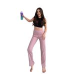Kadın Gül Kurusu Yüksek Bel Fitilli Bol Paça Günlük İnce Eşofman Altı Pijama XS