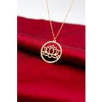 Kadın Gümüş Rose Lotus Çiçeği Kolye