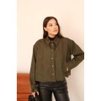 Kadın Haki Kısa Oversize Trençkot - 36