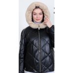 Kadın Hakiki Deri Mont Kapüşonlu 4532024 - 000-Siyah - 3XL