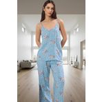 Kadın Hayvan Desenli İnce Askılı Viskoz Pijama Takımı Rahat ve Şık Tasarım Özel