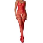 Kadın İç Çamaşırı Fishnet Bodysuit Sparkle Rhinestone Seksi Örgü Oyuncak İç Çamaşırı, Kırmızı/Bodystocking, Tek Beden
