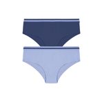 Kadın İkili Pamuklu Şardon Lastikli Hipster Külot (Mavi, L)