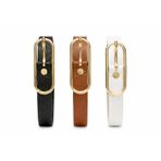 Kadın İnce Deri Kemer - Oval Gold Uzun Tokalı Zarif Bel Kemeri - Elbise, Kot ve Pantolon İçin Şık Aksesuar (Siyah, Taba, Beyaz) 1.5cm