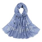 Kadın ince nefes alabilen Ginkgo biloba sıcak gümüş büyük şal etnik rüzgar güneş koruyucu gölgeleme Baotou gazlı bez eşarp ipek eşarp, 20 # Denim Mavi, Tek Beden
