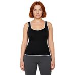 Kadın İnce Triko Bluz Kare Yaka Bodycon Kesim Kalın Askılı Kahverengi Ramadan Koleksiyonu Kaliteli_Siyah-3XL
