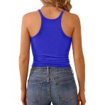 Kadın Ip Askılı Yüzücü Sırt Mavi Renk Crop Top Atlet Bluz
