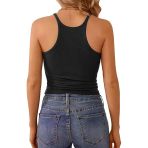 Kadın Ip Askılı Yüzücü Sırt Siyah Crop Top Bluz Atlet